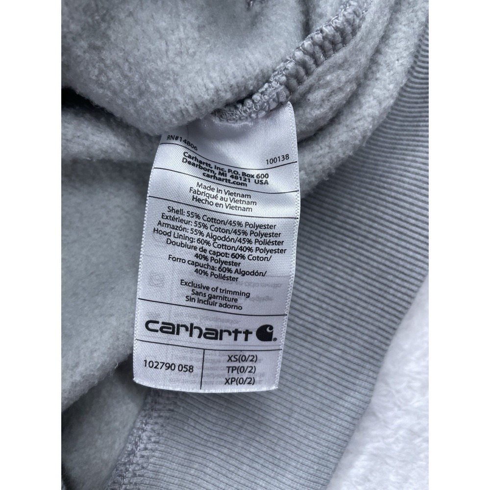 Carhartt Women's Relaxed Fit Mid Weight Logo Sleeve Hoodie Size XS (0-2) Gray - Picture 8 of 9